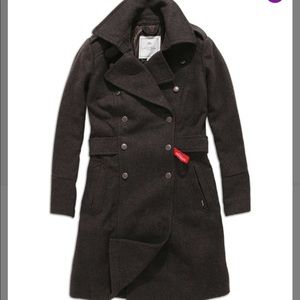 Women Melange Wool Blend Military Coat